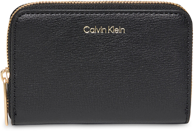 Portofol Calvin Klein Foil Logo Medium Zip Around, për femra, i zi