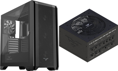 Kase kompjuteri PREYON Nest Windy, Midi Tower, USB Type C, e zezë me furnizim PREYON EAGLE POWER GOLD 850W