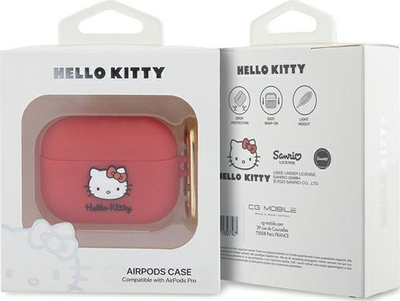 Mbulesë silikoni Hello Kitty për AirPods Pro gjenerata 1 edhe 2, me karabinë, fuchsia