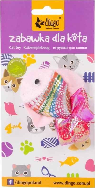 Играчка за мачки Dingo Розова Риба, 8cm, со ѕвонче, розева