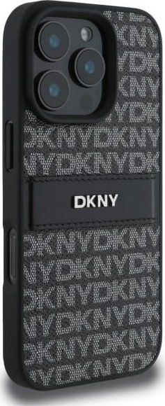 Kapak telefoni DKNY PU Leather Repeat Pattern Tonal Stripe, për iPhone 16 Pro Max, i zi