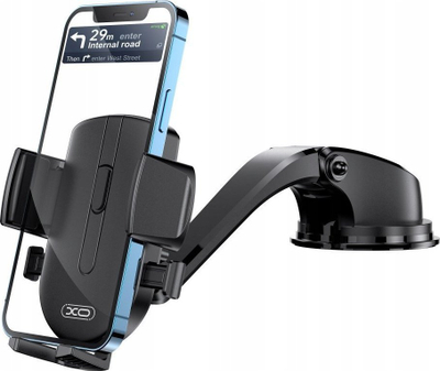 Mbajtës telefoni XO, për xham edhe panel, rrotullim 360°, i zi