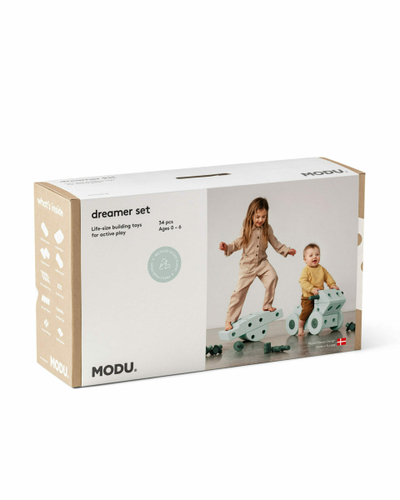 Set lodrash modulare MODU Dreamer, set startues i madh, mbi 25 forma ndërtimi, ngjyrë mente dhe jeshile