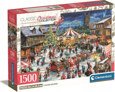 Puzzle Clementoni Classic Christmas Collection, 1500 copë, 84.5 x 59.5 cm, shumëngjyrësh