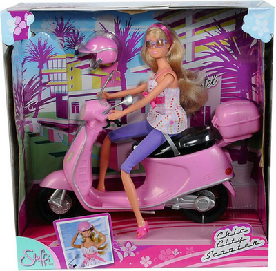 Lodra kukull Simba Steffi Doll on Scooter, me skuter, me aksesorë