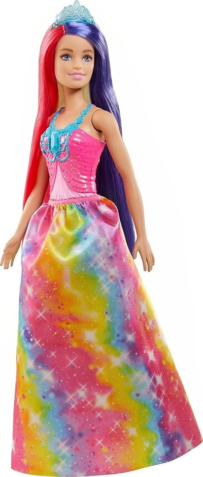 <![CDATA[Kukull Barbie Dreamtopia princeshë me flokë shumëngjyrësh, me aksesorë për krehje e stilim, shumëngjyrëshe]]>