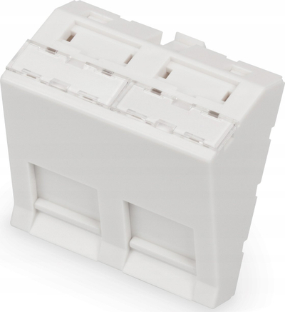 Pllakë ballore Digitus Front Panel, 2 porta, 45 x 45 mm, këndore, e bardhë