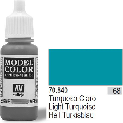 Bojë akrilike Vallejo Model Color Light Turquoise, 17ml, mat, ngjyrë smeraldi e çelët