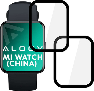 Mbrojtëse ekrani Alogy Full Glue 3D Flexible Glass, 2 copë, për Xiaomi Mi Watch China Version, me kornizë të zezë