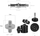 Set adapterësh foto video Mozos AMC, kokë me kugël 360°, vida 1/4" dhe 3/8", i zi