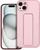 Futrollë Futera Leather Case për iPhone 15 Plus, mbështetëse kickstand, lëkurë, rozë