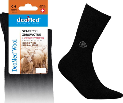 Çorape shëndetësore DeoMed Wool, merino, pa presion, gri, 35-38