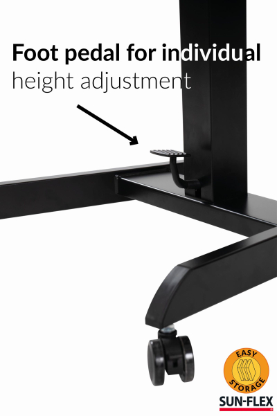 Tavolinë ergonomike SUN FLEX EASYDESK PRO, rregullim lartësie me gaz, kënd 0° 90°, e zezë