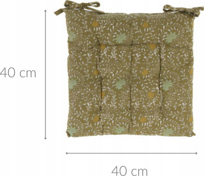 Jastëk për karrige Home Styling Collection Cotton, 40 x 40 x 5.5 cm, me lule e gjethe, shumëngjyrësh