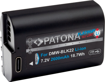 Bateri kamerë Patona Platinum DMW-BLK22, 2600mAh, USB-C, e zezë