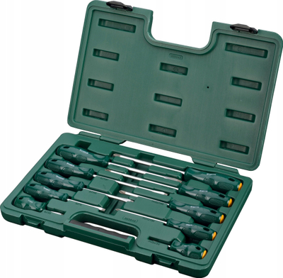 Set kaçavidash SATA S09304E, 10 pjesë, këllëf transporti, jeshile