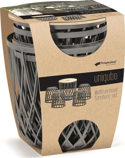 Set (tavolinë dhe ulëse) Prosperplast UNIQUBO SET 5, i hirtë