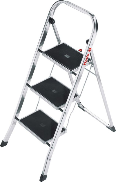 Shkallë palosëse alumini Hailo K70 4393-801, 3 hapa, 270 cm, gri me të zezë