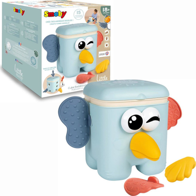 Игра со клинови Smoby Little Cubo Kaboom, 15 делови, со фигури на животни, многуобојна