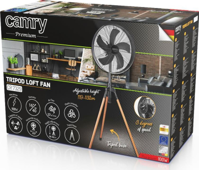 Ventilator në këmbë Camry Loft CR 7329, 100W, 40 cm, i zi