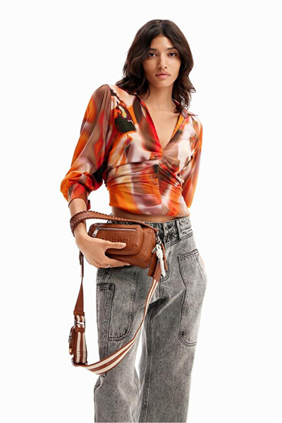 Çantë krahu për femra Desigual Bag Half Logo 24 Cam, kafe
