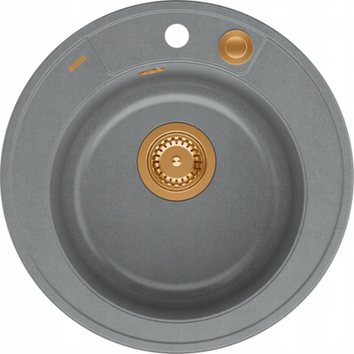 Lavaman kuzhine Quadron GraniteQ MORGAN 210, rrumbullakët 48.5cm, Push To Open, gri me aksente bakri