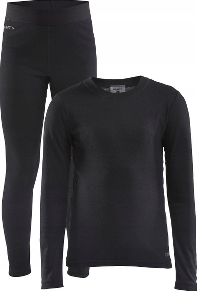 Set termo-baselayer për fëmijë Craft Core Warm, xhup me mëngë të gjata, pantallona të gjata, i zi