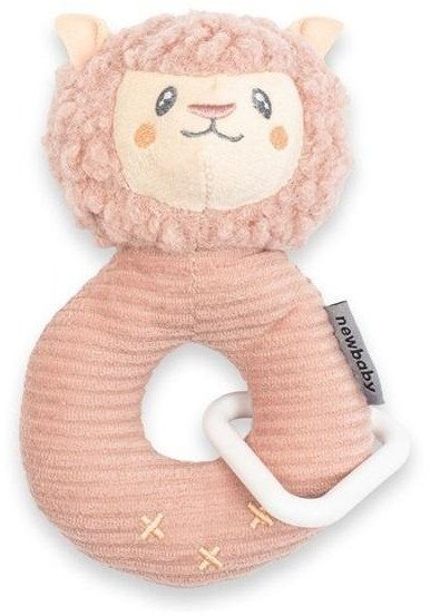 Lodër dridhëse Baby Mix New Baby Lama, material i butë, me unazë varëse, rozë