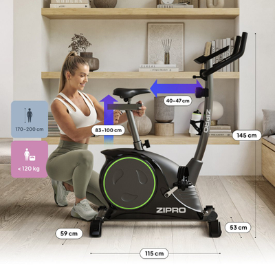 Biçikletë stacionare Zipro Nitro RS, rezistencë magnetike, deri 150 kg, e zezë