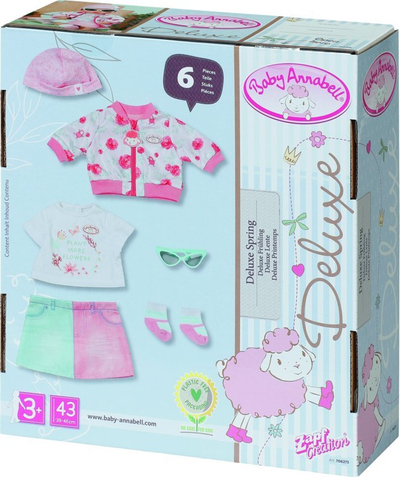 Set rrobash për kukullën Zapf Baby Annabell Deluxe Spring, 43 cm, rozë pastel