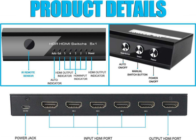 Ndërrues video HDMI Equip 332726, 3 porta, 4K 60Hz, i zi