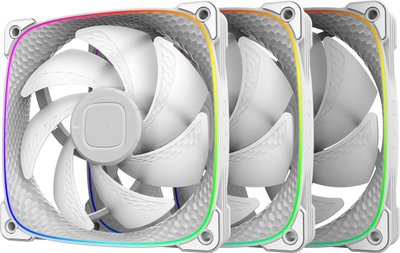 Ventilator kase Geometric Future Squama 2503W, set 3 copë, 120 mm, RGB, i bardhë