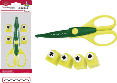 Set dekorativ me gërshërë dhe shtypëse Hasta, 4 punches, për scrapbooking