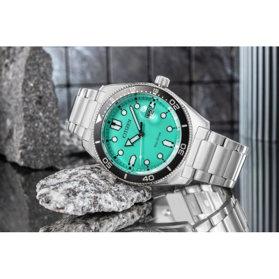 Ore dore Citizen AW1760-81W Marine, Eco-Drive, 100m, me cifërbllat turkeze