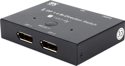 Ndarës DisplayPort Techly Bidirectional Switch 8K DP1.4, 2 në 1 ose 1 në 2, i zi