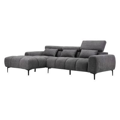 Divan këndor majtas Divya HM3267.02L, 264x175x99 cm, material Suede sintetik, gri