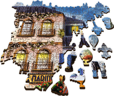 Puzzle druri Trefl Wood Craft French Alley, 1000 copa, shumëngjyrësh