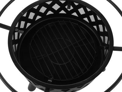 Vatër zjarri me qymyr MAYON, çelik, me rrjetë BBQ, e zezë
