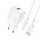Karikues rrjeti Dudao A23T, USB A 2.4A, kabllo USB A në USB C, i bardhë