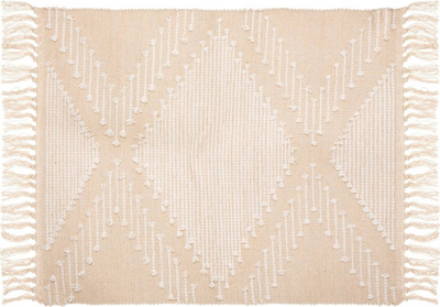 Tapet Atmosphera Cotton Rug, 60x90 cm, boho, bezhë me pupla