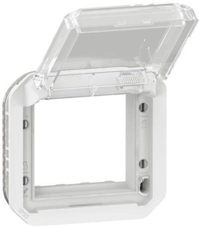 Adapter elektrik Legrand Plexo Mosaic 069695L, IP55, me kapak transparent, i bardhë