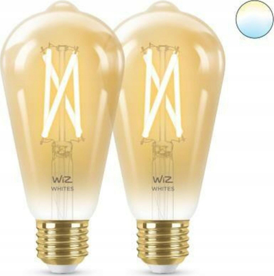 Llampa e zgjuar WiZ ST64 Edison, 7W, E27, set me 2 copë, ngjyrë amber