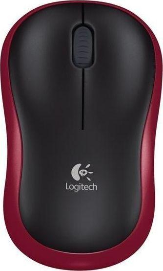 Maus Logitech M185, wireless, USB, i zi dhe i kuq