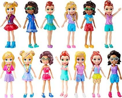 Figurina plastike Mattel Polly Pocket, set 4 copë, shumëngjyrëshe