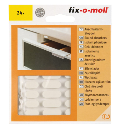 Jastëk filci për mobilje Fix-o-moll Noise Stopper, set 24 copë, vetëngjitës, të bardhë