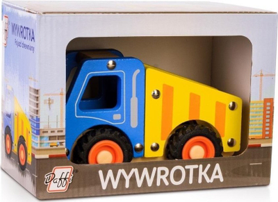 Дрвена играчка камион Daffi Dump Truck, гумени тркала, за деца 3+