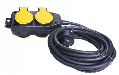 Parrullë zgjatuese Construction, 10m, 4 priza, 3x1.5 mm², IP44, e zezë