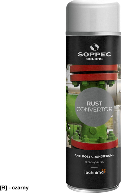 Sprej për ndryshk SOPPEC Colors Rust Convertor, primer kundra ndryshkut, 500 ml, i zi
