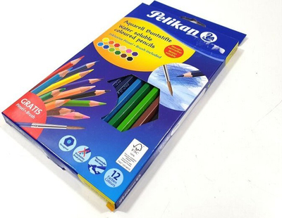 Lapsa me ngjyra uji Pelikan 700672, set 12 copë, me furçë, shumëngjyrëshe