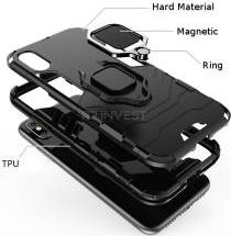 Kapak telefoni Armor Ring për iPhone 12 mini, magnetik, me unazë mbajtëse, ngjyrë e zezë